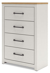 Linnocreek - White / Warm Brown - Four Drawer Chest