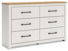 Linnocreek - White / Warm Brown - Six Drawer Dresser