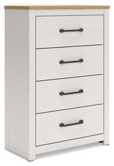 Linnocreek - White / Warm Brown - Four Drawer Chest