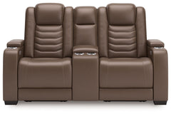 High Impact - Tobacco - Power Reclining Loveseat With Console / Adj Hdrst