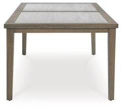 Rainier Ranch - Brown / Beige - Rectangle Dining Table With Umbrella Option