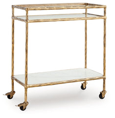 Plattfield - Antique Gold Finish - Bar Cart