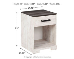 Shawburn - Whitewash / Charcoal Gray - One Drawer Night Stand