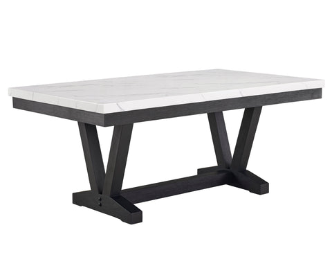 Vance - Faux Marble Dining Table - Charcoal & White