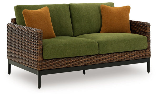 Horizon Hall - Brown / Green - Loveseat With Cushion