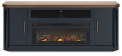 Landocken - Two-tone - 83" TV Stand With Electric Fireplace