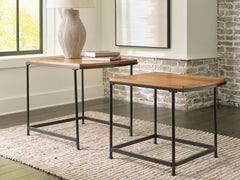 Drezmoore - Light Brown / Black - Nesting End Tables (Set of 2)