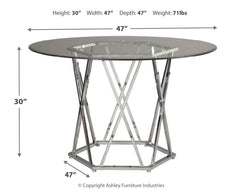 Madanere - Chrome Finish - Round Dining Room Table