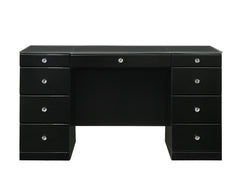 Avery - Vanity Desk With Glass Top And Led Mirror - Black