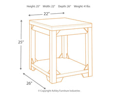 Fregine - Whitewash - Rectangular End Table