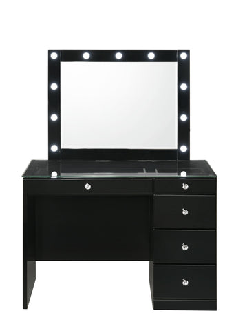 Morgan - Vanity Desk With Glass Top And Led Mirror