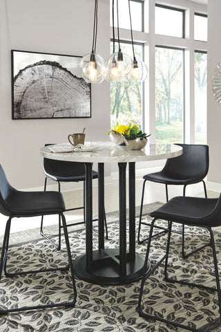 Centiar - Black / Gray - Round Dining Room Counter Table