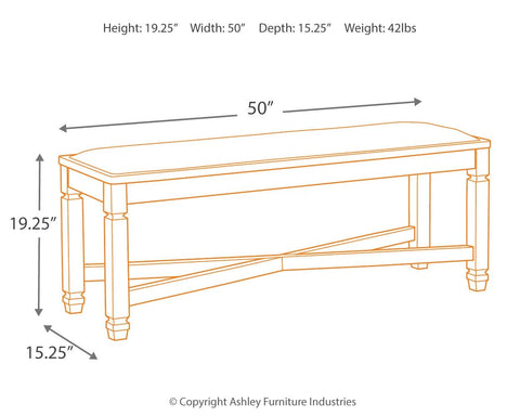 Tyler - Black / Grayish Brown - Upholstered Bench