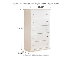 Bostwick - White - Five Drawer Chest