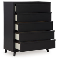 Danziar - Black - Five Drawer Wide Chest