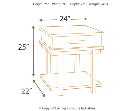 Stanah - Brown / Beige - Rectangular End Table