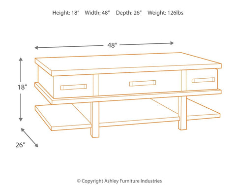 Stanah - Brown / Beige - Lift Top Cocktail Table