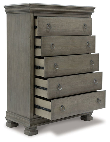 Lexorne - Gray - Five Drawer Chest