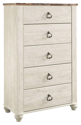 Willowton - Brown / Beige / White - Five Drawer Chest